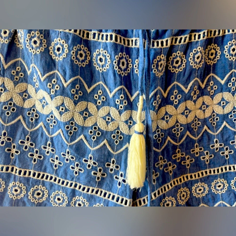 Love Sam Blue and White Embroidered Shorts fully lined in size large.